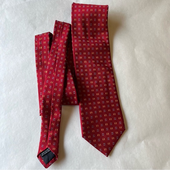 Louis Dell Olio Neck Tie Men’s Silk  made in ItalyGeometric Classic Preppy Red - Picture 2 of 7